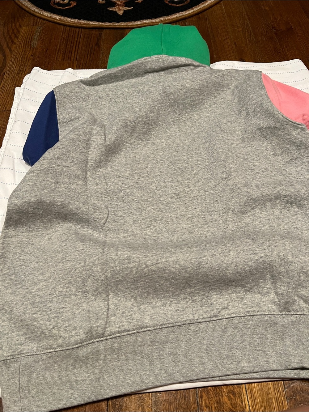 Authentic Ralph Lauren Gray Polo Bear Hoodie with Pink, Blue & Green Accents - Picture 4 of 7